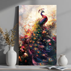 Graceful peacock canvas wall art expressing elegance, creativity, and charm for refined and artistic home or studio decoration