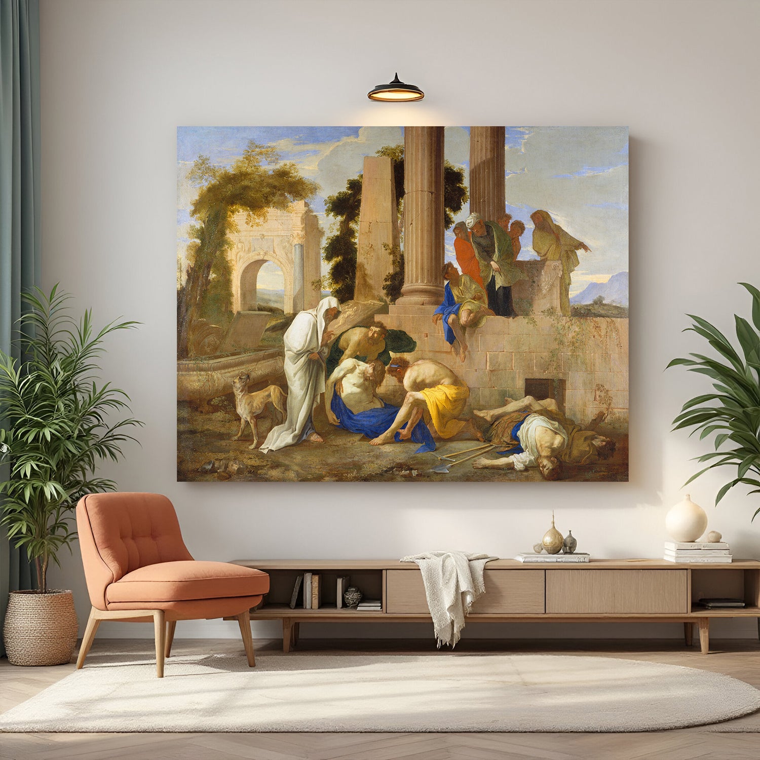 Vintage canvas wall art depicting Grateful Dead folklore—mystical and ancient-style story painting