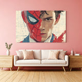 Half Spider-Man half Peter Parker close-up Marvel canvas wall art in premium frame