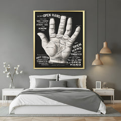 Hand lines motivational canvas wall art with golden floater frame