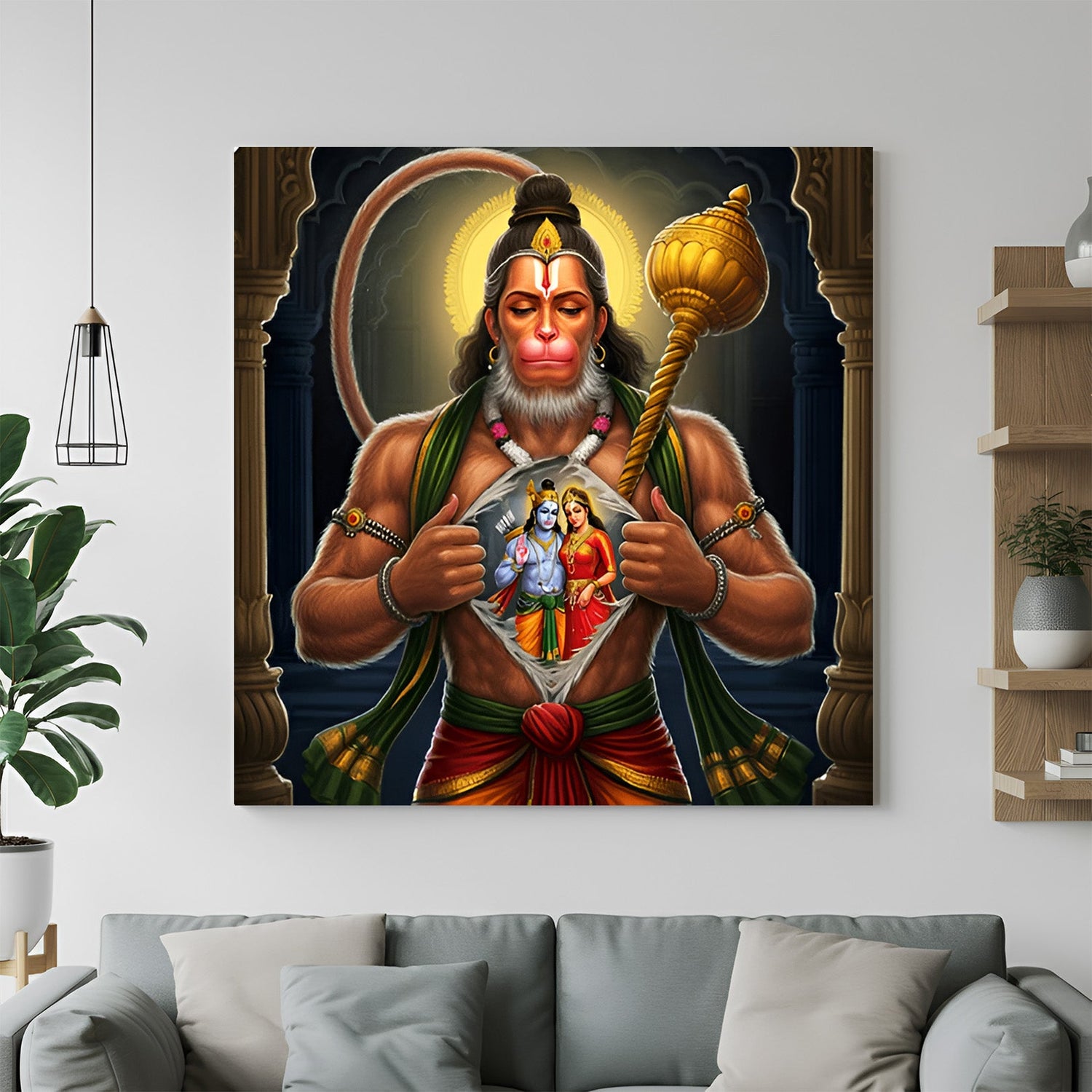 Hanuman Ji Artwork Vastu-Inspired Canvas Painting for strength, courage, and divine protection in home or office wall decor