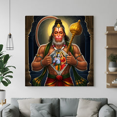 Hanuman Ji Artwork Vastu-Inspired Canvas Painting for strength, courage, and divine protection in home or office wall decor