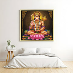 Hanuman Vastu canvas painting with golden floater frame for office or home wall decor to invite positivity and power