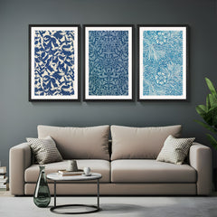 Canvas wall art trio featuring expressive, richly colored flower prints – bold floral designs ideal for luxury and modern home decor