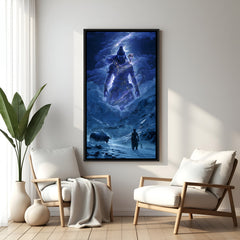 Mahadev cosmic Shiva artwork with Himalayan backdrop in elegant black floater frame