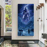 Lord Shiva cosmic form against Himalayan mountains canvas wall art in premium canvas wrapped frame