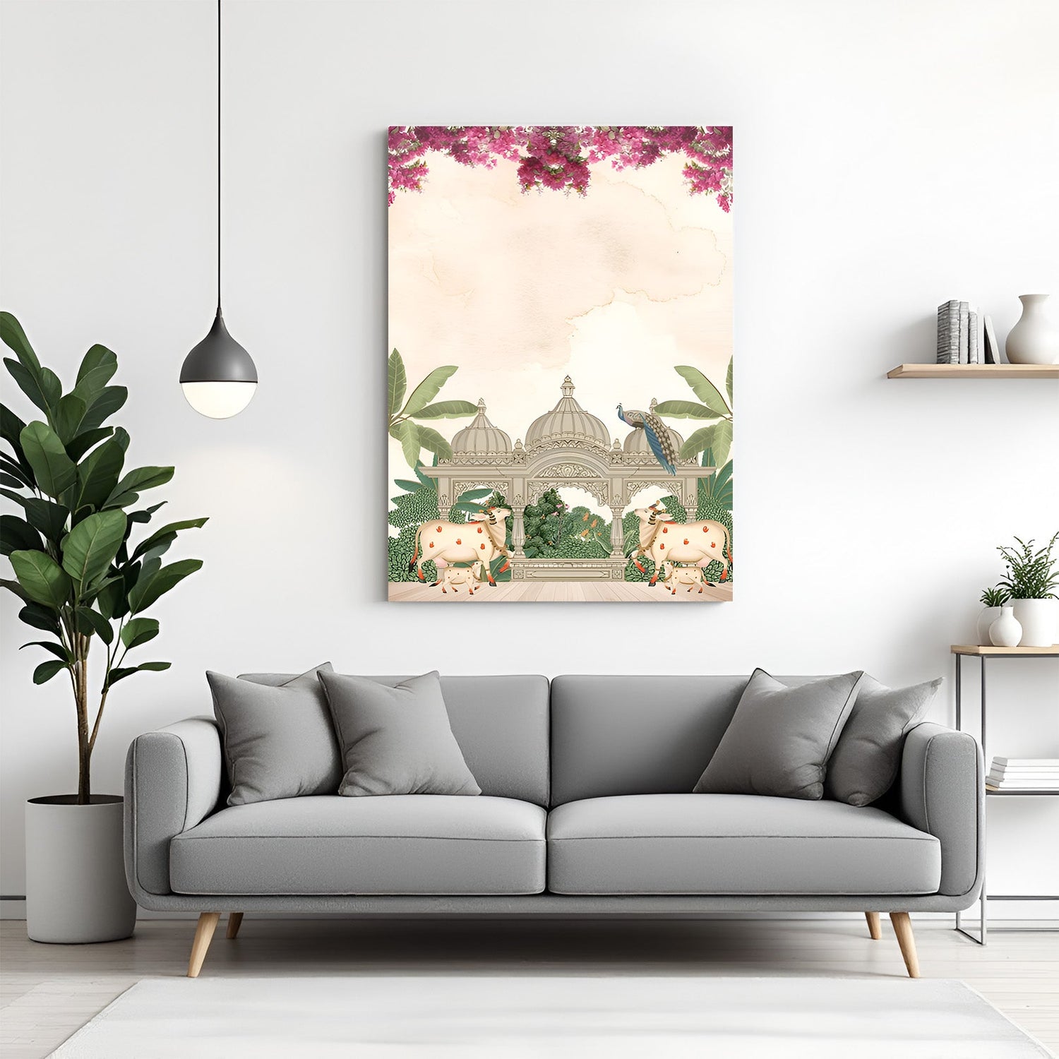 Indian ethnic cow Pichwai canvas for cultural home wall decor