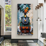 Iron Journey Contemporary wall decor featuring a modern artistic train painting in premium canvas wrapped frame