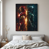 Iron Man and Doctor Doom back-to-back unframed canvas art - epic Marvel rivalry artwork