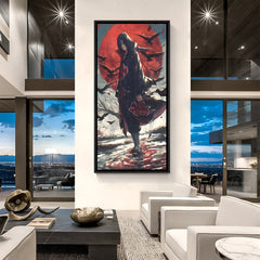 Itachi Uchiha Moon Crow anime canvas artwork in premium black floater frame