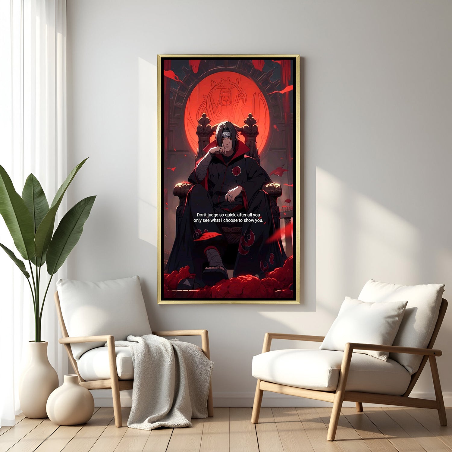Golden floater frame Itachi Uchiha Naruto canvas wall painting premium decor