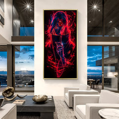 Itachi Uchiha Naruto wall art in luxury golden floater frame with red aura anime design