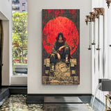 Itachi Uchiha Red Moon canvas painting with sad anime artwork in canvas wrapped frame
