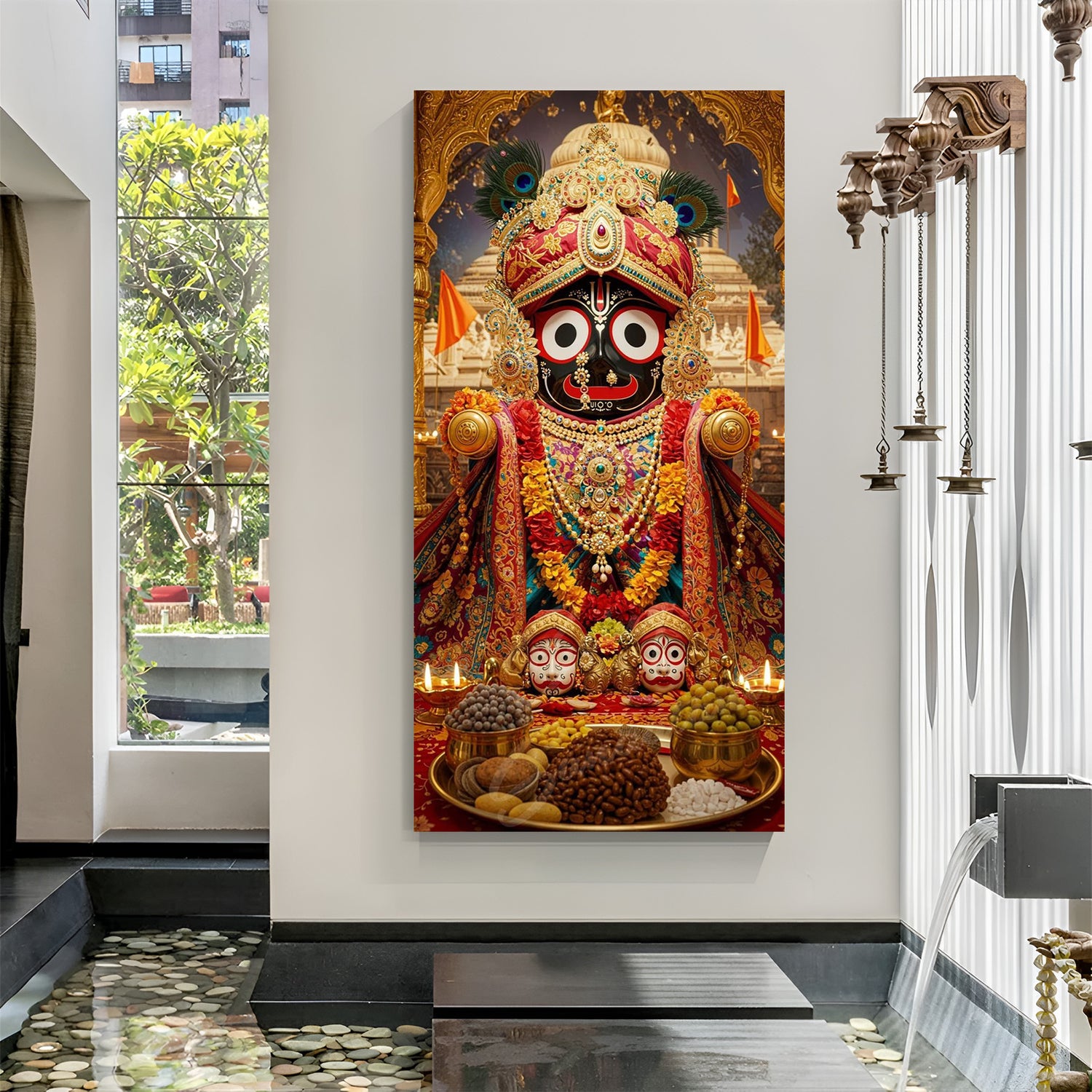 jagannath ji heavily designed canvas wall art symbolizing devotion spiritual energy and divine presence for vastu home decor
