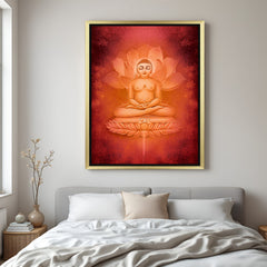 golden frame jain vastu canvas painting of lord mahaveer for meditation area or home decor to bring spiritual calmness and sacred energy