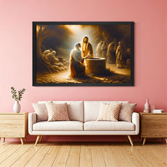 black floater frame jesus canvas wall painting for office or home to promote calm energy faith and vastu harmony