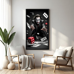 Joker Chaos Card villain canvas artwork in premium black floater frame