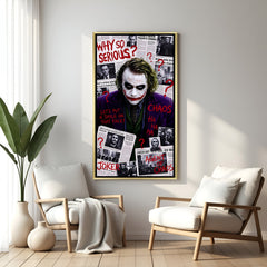 Joker wall art in luxury golden floater frame with newspaper chaos design