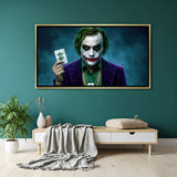 Joker card artwork in premium golden floater frame featuring iconic villain-inspired design