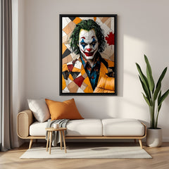 Joker Neon Chaos villain canvas artwork in premium black floater frame