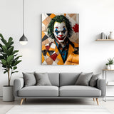 Joker Neon Chaos canvas painting with colorful villain artwork in canvas wrapped frame