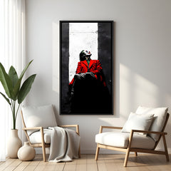 Joker Solitude Portrait wall painting in modern black floater frame with cinematic dark aesthetic