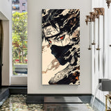 Kakashi Sharingan close-up canvas painting with deadly red eyes anime artwork in canvas wrapped frame