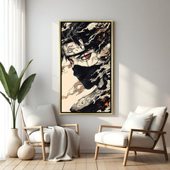 Kakashi Hatake Naruto wall art in luxury golden floater frame with Sharingan anime design