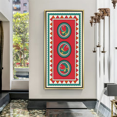 Kalighat art canvas in golden floater frame featuring detailed Indian painting for spiritual and cultural interiors