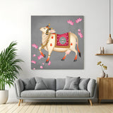 Kamdhenu cow with lotus Pichwai canvas painting for Vastu and Indian home decor