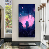 Astronaut walking alone in a mysterious, magical world with “Keep Going” text – motivational space wall painting for home, office & modern interiors.