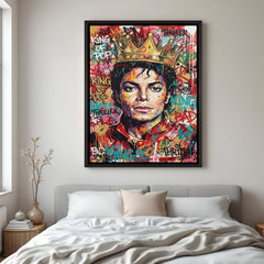 Modern music legend artwork in elegant black floater frame with vibrant contemporary styling
