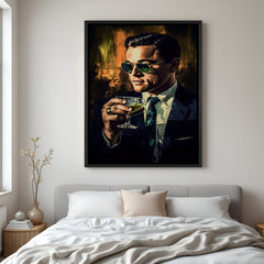 King of the Celebration wall painting in black floater frame with cinematic luxury-inspired portrait artwork