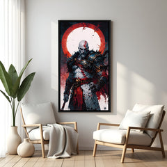 Kratos Fury Unbound wall painting in black floater frame with fierce warrior gaming artwork