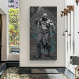 Kratos Wrath of Sparta canvas wall art featuring legendary warrior gaming artwork in premium canvas wrapped frame