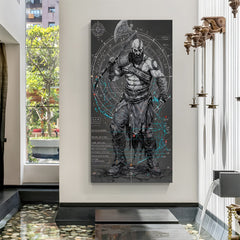 Kratos Wrath of Sparta canvas wall art featuring legendary warrior gaming artwork in premium canvas wrapped frame
