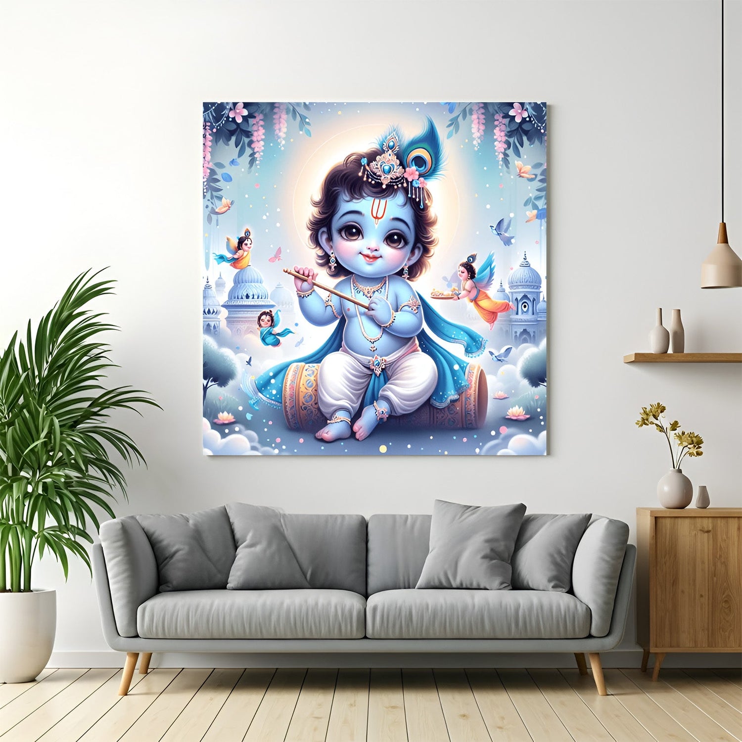 Krishna baal roop vastu canvas painting for home and office wall decor with divine child Krishna artwork, spiritual purity, and vastu positivity