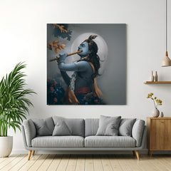 Krishna vastu wall art canvas for living room and office bringing divine energy, wisdom, and spiritual peace to enhance vastu harmony and aesthetics
