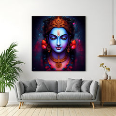 Krishna Vastu canvas wall art painting for Pooja room decoration, promoting peace, devotion, and divine energy in spiritual home spaces