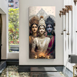 Lakshmi Maa Saraswati Maa and Maa Kali spiritual canvas wall art in premium canvas wrapped frame