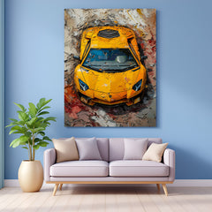 Lamborghini Aventador side view canvas wall art showcasing luxury sports car design for premium interiors and automotive-themed decor