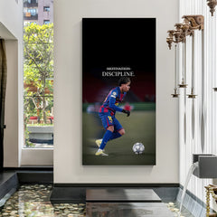 Lamine Yamal football motivation canvas wall art playing football with discipline text modern sports decor