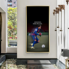 Lamine Yamal discipline football artwork in golden floater frame luxury sports wall painting decor