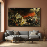 Vintage canvas print of The Last Day of Pompeii—dramatic ancient painting with aged classical style