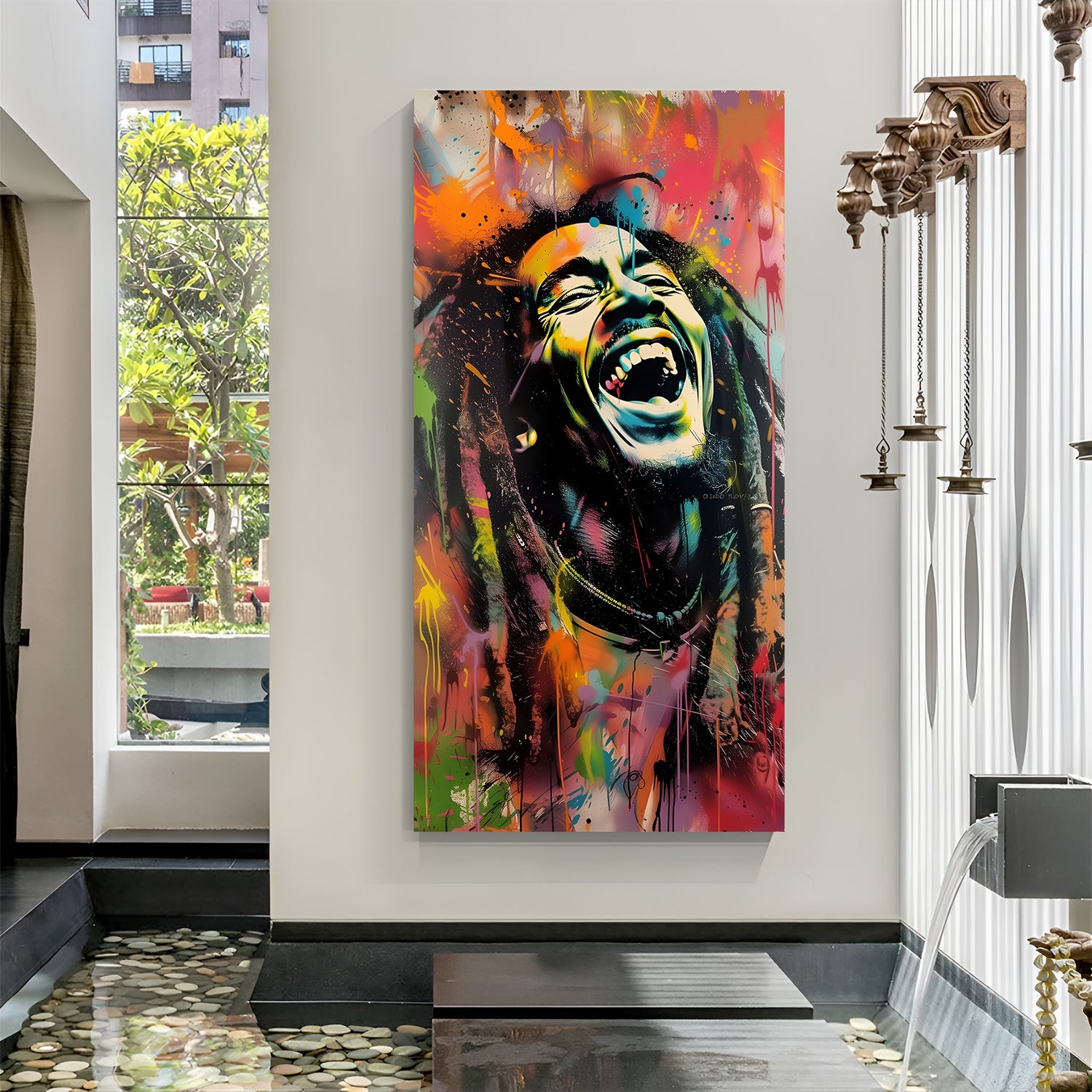 Laughing gentleman modern art canvas wall painting in premium canvas wrapped frame with expressive artistic portrait