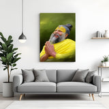 Laughing Premanand Ji Maharaj praying spiritual canvas wall art devotional decor
