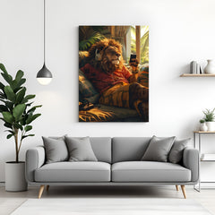 Lion DJ headphones canvas wall art in premium canvas wrapped frame with modern music-inspired design
