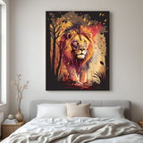 Lion king of the jungle canvas painting, large format artwork perfect for home or office walls, symbolizing leadership and strength in interior decor