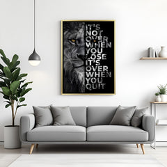 Lion inspirational artwork in golden floater frame luxury motivational wall painting decor