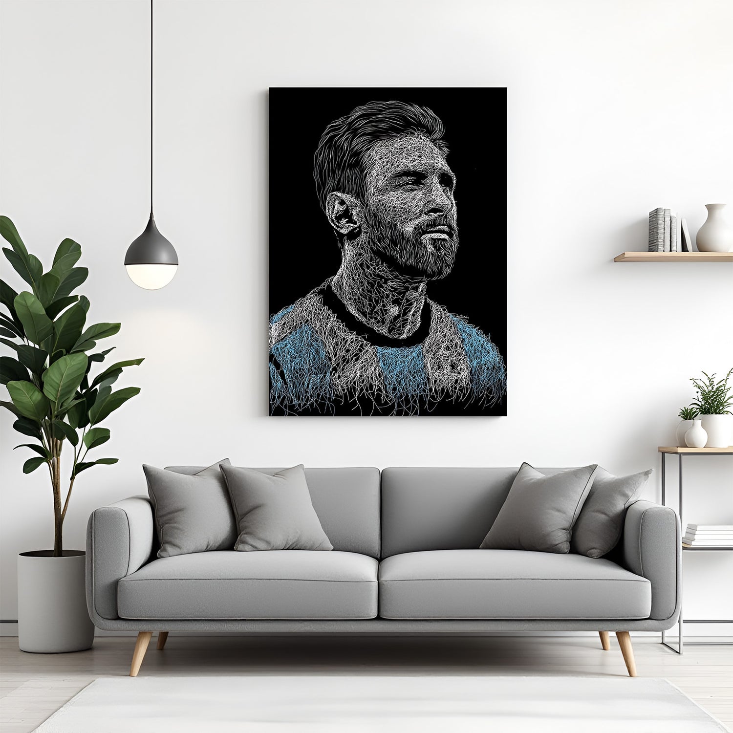 Lionel Messi face football motivation canvas wall art modern soccer sports decor